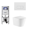 QeramiQ Dely Toiletset - 36.3x51.7cm - diepspoel - rimless - Geberit UP320 inbouwreservoir - met Burda frame - softclose toiletzitting - mat witte bedieningsplaat - rechtehoekige knoppen - wit glans SW1102475