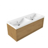 Saniclass Holz Frame Badkamermeubelset - 120x45x43.5cm - Bari keramische wastafel wit - 2 wasbakken - zonder kraangaten - 1 lade - mat eiken natural (hout) SW1478773