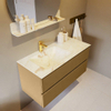 Mondiaz VICA-DLUX Ensemble de meuble de salle de bain - 100cm - meuble sous-vasque oro - 2 tiroirs - lavabo encastré cloud gauche - 1 trou de robinet - version haute de 60cm - frape SW1089217