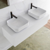 Mondiaz Lagom Meuble salle de bains 120x30.9x45cm Solid Surface Talc 1 tiroir avec lavabo BINX vasque à poser double Gauche et droite 2 trous de robinet SW409073