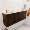 Mondiaz JOYA-DLUX 111.6cm toiletmeubel - ronding rechts kleur Walnut - Wastafel FAYE positie Links 1 kraangat kleur Meli. SW1424456