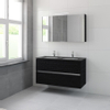 Bruynzeel Miko badmeubelset 66.5x121x51cm 2 kraangaten 2 wasbakken 2 lades met spiegelkast met softclose zwart eiken SW384561 Bruynzeel Miko badmeubelset 66.5x121x51cm 2 kraangaten 2 wasbakken 2 lades met spiegelkast met softclose zwart eiken SW384561