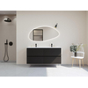 HR badmeubelen Infinity XXL 3D Ensemble meuble de salle de bains - 140 cm - 2 lavabos en céramique gala blanc - 2 trous de robinet - 4 tiroirs - noir mat SW863524
