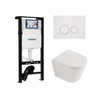 QeramiQ Dely Toiletset - 36.3x51.7cm - diepspoel - rimless - Geberit UP320 plieger inbouwreservoir - softclose toiletzitting - mat witte bedieningsplaat - rechtehoekige knoppen - mat wit SW1413234
