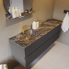 Mondiaz VICA-DLUX ensemble de meuble de salle de bain - 150cm - meuble sous-vasque gris foncé - 4 tiroirs - lavabo encastré cloud gauche - 1 trou de robinet - version haute de 60cm - lave SW1086065