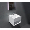 Crosstone solid surface standard lavabo 32.5x32.5x25cm carré avec bonde blanc mat SW523338