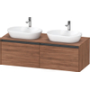 Duravit Ketho 2 meuble sous-lavabo avec plan console avec 2 tiroirs pour lavabos à poser doubles 140x55x45.9cm avec poignées anthracite noyer mat SW773076