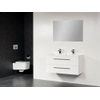 Saniclass Bologna Meuble salle de bain avec miroir 100cm avec deux tiroirs 2 trous pour robinetterie Blanc sw6424 Saniclass Bologna Meuble salle de bain avec miroir 100cm avec deux tiroirs 2 trous pour robinetterie Blanc sw6424