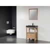 Saniclass Natural Wood Meuble salle de bain avec miroir 60cm Grey Oak avec vasque en pierre naturelle Black Spirit 1 trou pour robinetterie SW8962 Saniclass Natural Wood Meuble salle de bain avec miroir 60cm Grey Oak avec vasque en pierre naturelle Black Spirit 1 trou pour robinetterie SW8962