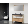 Saniclass Natural Wood Meuble salle de bain avec miroir 120cm Grey Oak avec vasque en pierre naturelle Black Spirit 2 trous pour robinetterie SW8971 Saniclass Natural Wood Meuble salle de bain avec miroir 120cm Grey Oak avec vasque en pierre naturelle Black Spirit 2 trous pour robinetterie SW8971
