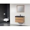 Saniclass Natural Wood Badmeubelset 80cm hangend model grey oak met wastafel natuursteen Black Spirit 1 kraangat inclusief spiegel SW8950 Saniclass Natural Wood Badmeubelset 80cm hangend model grey oak met wastafel natuursteen Black Spirit 1 kraangat inclusief spiegel SW8950