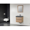 Saniclass Natural Wood Meuble salle de bain avec miroir 80cm suspedu Grey Oak avec vasque en pierre naturelle Grey Stone 1 trou pour robinetterie SW3190 Saniclass Natural Wood Meuble salle de bain avec miroir 80cm suspedu Grey Oak avec vasque en pierre naturelle Grey Stone 1 trou pour robinetterie SW3190