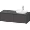 Duravit Ketho.2 Wastafelonderbouwkast - inclusief consoleplaat - met 2 laden - voor waskom rechts - 140x55x45.9cm - met handgrepen antraciet - grafiet mat SW772033