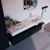 Mondiaz ALAN-DLUX Ensemble de meuble - 150cm - meuble Urban mat - 2 tiroirs - Lavabo Cloud Glace suspendu - vasque Droite - 1 trou de robinet SW805462