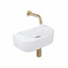 QeramiQ Fuente fonteinset – halfrond – 40x21.5x12 cm – keramiek wit mat – geborsteld gouden kraan SW1233107