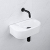 QeramiQ Fuente pack lave-mains – demi-rond – 40 x 21,5 x 12 cm – céramique blanc mat – sans perçage – robinet noir mat SW1233083