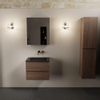 Mondiaz AIVY Ensemble de meuble - 60x45x50cm - 0 trous de robinet - 1 vasque Urban Solid surface - Centre - 2 tiroirs - avec armoire de toilette - Melamine Mocha SW892386