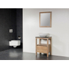 Saniclass Natural Wood Meuble salle de bain avec miroir 60cm Grey Oak avec vasque à poser Blanc SW17549 Saniclass Natural Wood Meuble salle de bain avec miroir 60cm Grey Oak avec vasque à poser Blanc SW17549