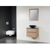 Saniclass Natural Wood Meuble salle de bain avec miroir 60cm suspendu Grey Oak avec vasque à poser Noir SW17563 Saniclass Natural Wood Meuble salle de bain avec miroir 60cm suspendu Grey Oak avec vasque à poser Noir SW17563