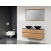 Saniclass Natural Wood Badmeubelset hangend 120cm grey oak met 2 waskommen zwart 0 kraangaten met spiegel SW17562 Saniclass Natural Wood Badmeubelset hangend 120cm grey oak met 2 waskommen zwart 0 kraangaten met spiegel SW17562