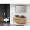 Saniclass Natural Wood Badmeubelset hangend 120cm grey oak met 2 waskommen gehamerd 0 kraangaten met spiegel SW17570 Saniclass Natural Wood Badmeubelset hangend 120cm grey oak met 2 waskommen gehamerd 0 kraangaten met spiegel SW17570
