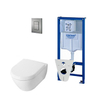 Villeroy & Boch Subway 2.0 DirectFlush Toiletset grohe reservoir bedieningsplaat - mat chroom (glans wit) SW17596