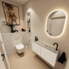 MONDIAZ TURE-DLUX Meuble toilette - 100cm - Talc - EDEN - vasque Opalo - position droite - 1 trou de robinet SW1104151