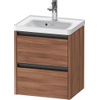 Duravit Ketho.2 Wastafelonderbouwkast - met 2 laden - 48.4x37.5x54.9cm - met grepen antracietnoten - mat noten (hout) SW773102