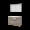 Basic-Line Comfort 39 ensemble de meubles de salle de bain 100x39cm avec poignées 2 tiroirs vasque acrylique 0 trous de robinetterie armoire de toilette mfc scotch oak SW350909