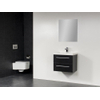 Saniclass XXS Meuble salle de bain avec miroir 80x38cm polybéton 1 trou pour robinetterie Black Diamond SW2132 Saniclass XXS Meuble salle de bain avec miroir 80x38cm polybéton 1 trou pour robinetterie Black Diamond SW2132