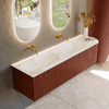 Mondiaz KURVE-DLUX Ensemble de meuble de salle de bains - 165x46x40cm - 2 tiroirs - 1 porte - vasque solid surface - double / gauche - sans trou de robinet - Ruby SW1415690