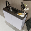 MONDIAZ TURE Toiletmeubel 60x23x50cm met 1 kraangaten 2 deuren cale mat Wastafel Eden links Solid Surface Zwart SW475473
