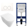 Villeroy & Boch O.novo Toiletset - vlakspoel - met basic zitting reservoir en Delta - 25 Knop - wit SW18092