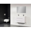 BRAUER Florence Meuble salle de bain avec miroir 100x48.5cm 2 trous pour robinetterie Blanc brillant SW177