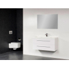 Saniclass XXS Meuble salle de bain avec miroir 100cm polybéton 1 trou pour robinetterie Blanc SW18173 Saniclass XXS Meuble salle de bain avec miroir 100cm polybéton 1 trou pour robinetterie Blanc SW18173