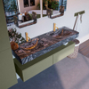 Mondiaz ALAN-DLUX Ensemble de meuble - 150cm - meuble Army mat - 2 tiroirs - Lavabo Cloud Lava suspendu - vasque Gauche et droite - 2 trous de robinet SW808410