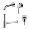 FortiFura Calvi Slim Kit mitigeur lavabo - robinet encastrable - bonde clic clac - siphon design - Chrome brillant SW915260