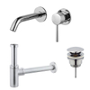 Fortifura Calvi Slim Wastafelkraanset - inbouw wastafelkraan - klikwaste plug - design - sifon - hoogglans chroom SW915260