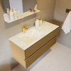 Mondiaz VICA-DLUX ensemble de meuble de salle de bain - 110cm - meuble sous-vasque oro - 2 tiroirs - lavabo encastré cloud gauche - 1 trou de robinet - version haute de 60cm - opalo SW1086587