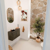 Mondiaz JOYA-DLUX 71.6cm toiletmeubel - ronding rechts kleur Shadow - Wastafel FAYE positie Links 1 kraangat kleur Lava. SW1422877