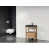 Saniclass Natural Wood Badmeubelset 80cm grey oak met wastafel natuursteen Black Spirit 1 kraangat zonder spiegel SW9155 Saniclass Natural Wood Badmeubelset 80cm grey oak met wastafel natuursteen Black Spirit 1 kraangat zonder spiegel SW9155
