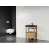 Saniclass Natural Wood Badmeubelset 60cm grey oak met wastafel natuursteen Black Spirit 1 kraangat zonder spiegel SW9146 Saniclass Natural Wood Badmeubelset 60cm grey oak met wastafel natuursteen Black Spirit 1 kraangat zonder spiegel SW9146