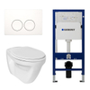 Ideal standard Ensemble WC à évacuation directe avec abattant basic réservoir encastré UP100 et commande Delta 25 Bouton Blanc SW20350