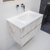 MONDIAZ VICA Ensemble de meuble salle de bain - 80cm - 2 tiroirs - lavabo Cloud au centre - 0 trous de robinet - solid surface marbre carrara SW410281