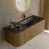 Mondiaz KURVE-DLUX Ensemble de meuble de salle de bains - 115x46x40cm - 1 tiroir - 1 porte - lavabo solid surface - droit - 1 trou de robinet - Dusk SW1415253