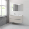 Bruynzeel Miko badmeubelset 66x121x51cm 2 kraangaten 2 wasbakken 2 lades met spiegel met softclose kasjmier grijs SW384518 Bruynzeel Miko badmeubelset 66x121x51cm 2 kraangaten 2 wasbakken 2 lades met spiegel met softclose kasjmier grijs SW384518