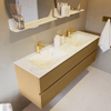 Mondiaz VICA-DLUX ensemble de meuble de salle de bain - 150cm - meuble sous-vasque oro - 2 tiroirs - lavabo encastré cloud double - 2 trous de robinet - version haute de 60cm - opalo SW1086677