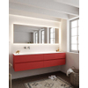 Mondiaz VICA ensemble de meuble de salle de bain - 200cm - meuble sous-vasque fire - 4 tiroirs - lavabo cloud gauche - sans trou de robinet - miroir LED - version XL 60cm de haut SW1098110