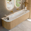 MONDIAZ KURVE-DLUX 170cm Meuble salle de bain avec module 25 G et D - couleur Oak - 1 tiroir - 2 portes - vasque BIG LARGE centre - sans trou de robinet - couleur Glace SW1137981