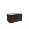 Saniclass Holz Framse Ensemble meuble de salle de bains - 80x45x40cm - 1 tiroir - 1 lavabo - 1 trou de robinet - trop-plein - Chêne charcoal SW1441871